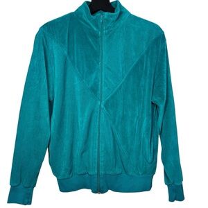Vintage Nordstrom Active Sports Teal Velour Full Zip Jacket